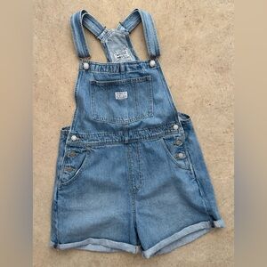 Levi's Light Blue Denim Shorts Overalls
